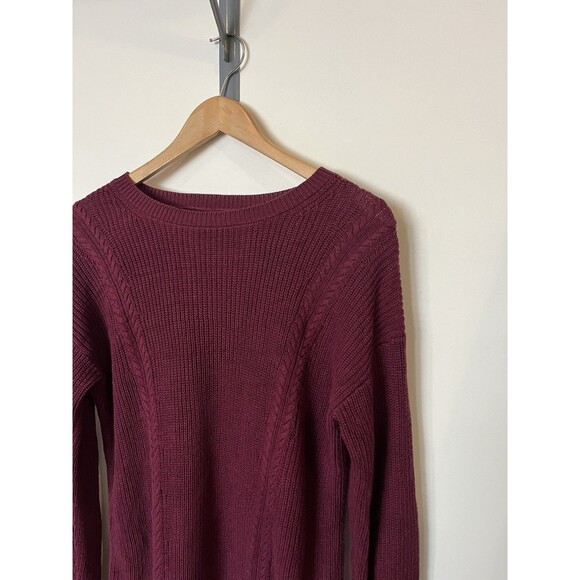 Banana Republic Maroon/Burgundy Oversized Crew Neck Knit Sweater Size XS - Picture 2 of 8